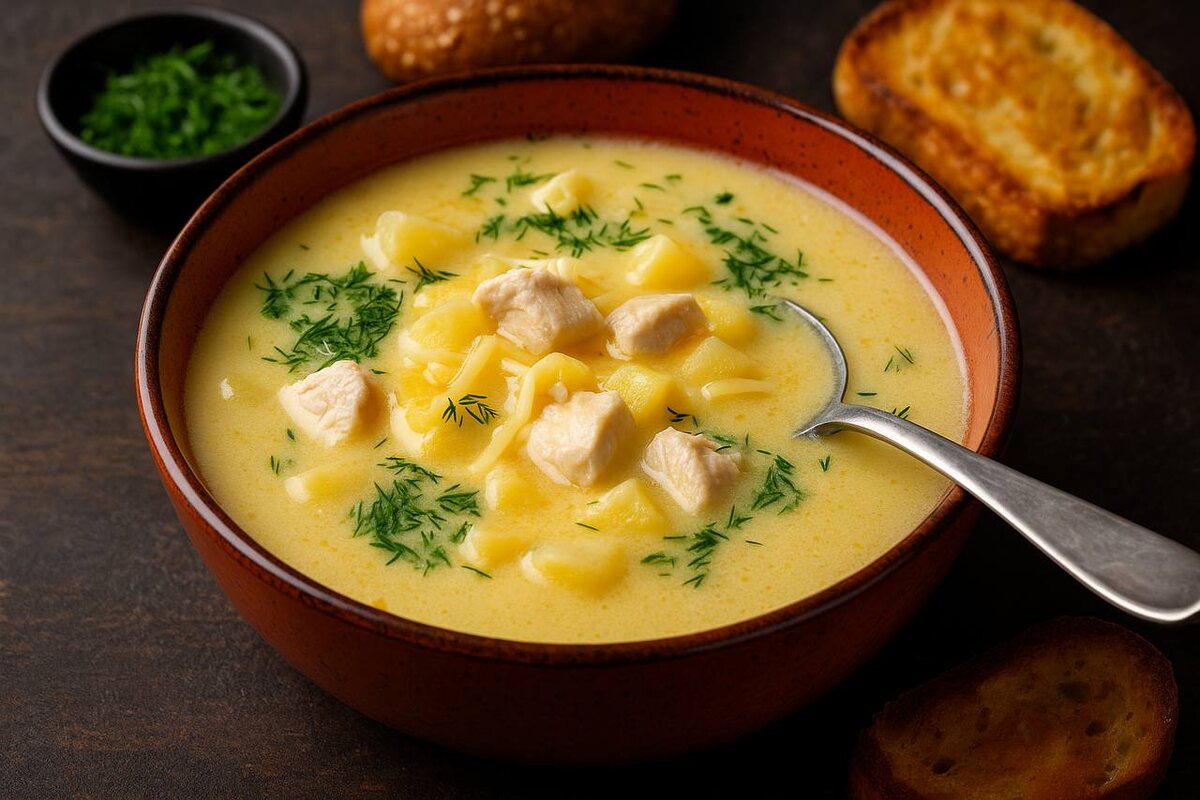 Нежный сырный суп с курицей, который согреет душу
